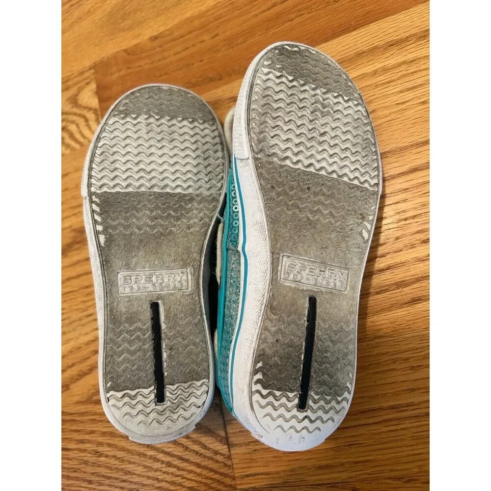Sperry Biscayne 1 Sequin Eye Boat Shoes Loafers Little Girls Toddlers Size 10.5